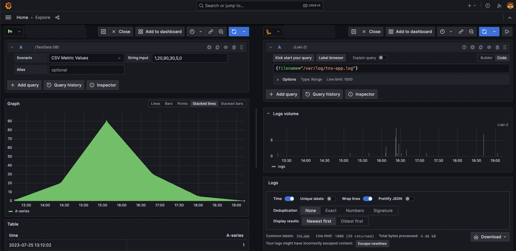 Screenshot of Explore screen split Screenshot of Explore screen split